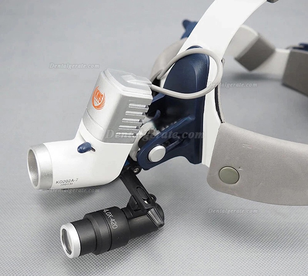 KWS FD501K 4,0-fache Dental Binokularlupe + KD-205AY-2 5 W LED-Licht f&uuml;r Lupenbrille, mit 2 Batterien